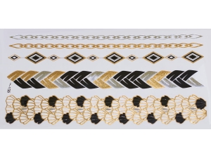 Gold Silver Black | Metallic Jewelry Tattoo SADA OBTISKŮ W-136 (21x11cm)