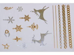 Gold Silver | Metallic Jewelry Tattoo SADA OBTISKŮ W-181 (21x15cm)