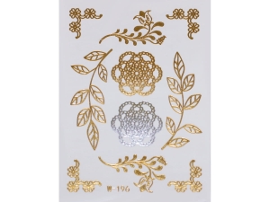 Gold Silver | Metallic Jewelry Tattoo SADA OBTISKŮ W-196 (8x10cm)