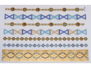 Gold Silver Blue | Metallic Jewelry Tattoo SADA OBTISKŮ W-168C (21x15cm)