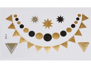 Gold Silver Black | Metallic Jewelry Tattoo SADA OBTISKŮ X-008 (15x9cm)