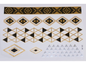 Gold Silver Black | Metallic Jewelry Tattoo SADA OBTISKŮ W-123 (21x15cm)