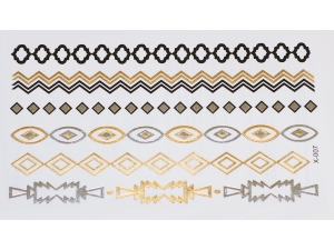 Gold Silver | Metallic Jewelry Tattoo SADA OBTISKŮ X-007 (15x9cm)