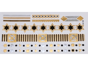 Gold Silver Black | Metallic Jewelry Tattoo SADA OBTISKŮ W-128 (21x11cm)