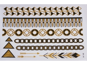 Gold Black | Metallic Jewelry Tattoo SADA OBTISKŮ W-148 (21x15cm)