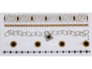 Gold Silver Black | Metallic Jewelry Tattoo SADA OBTISKŮ W-134 (21x11cm)