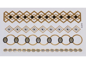 Gold Silver Black | Metallic Jewelry Tattoo SADA OBTISKŮ X-014 (15x9cm)