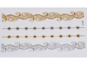 Gold Silver | Metallic Jewelry Tattoo SADA OBTISKŮ X-003 (15x9cm)