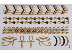 Gold Black | Metallic Jewelry Tattoo SADA OBTISKŮ W-152 (21x15cm)