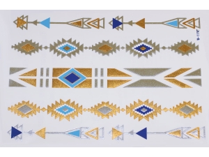 Gold Silver Blue | Metallic Jewelry Tattoo SADA OBTISKŮ W-119C (21x15cm)