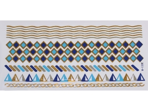 Gold Silver Blue | Metallic Jewelry Tattoo SADA OBTISKŮ W-133C (21x11cm)
